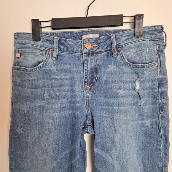 Dear John Classic Star Print Distressed Medium Wash Skinny Jeans Size 29 - Picture 2 of 7